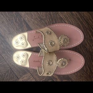 Jack Rogers rattan gold flat sandals